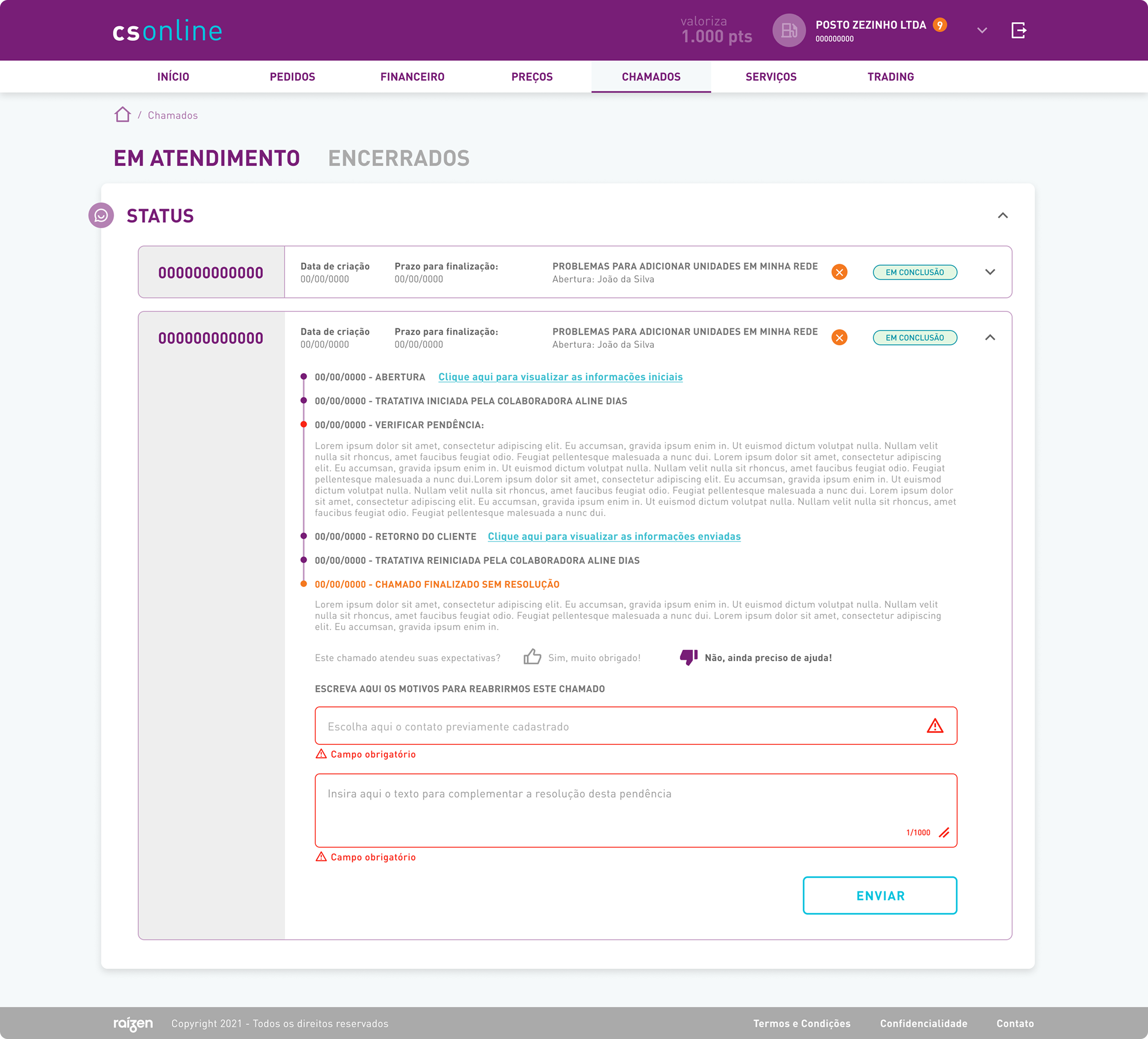 Chamados em Atendimento